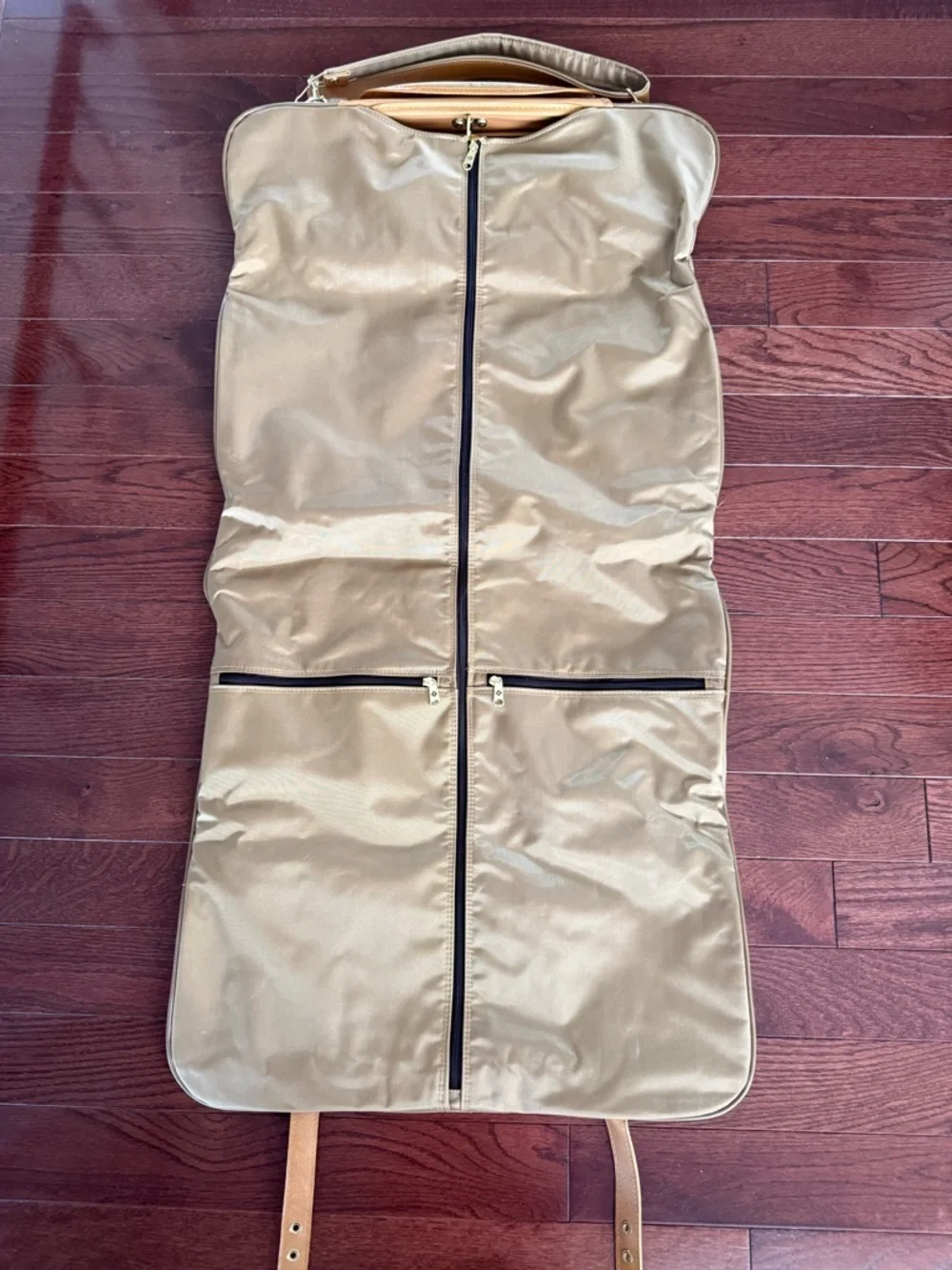Samsonite Vintage Gold & Brown Leather Travel Suit Garment Folding Bag
